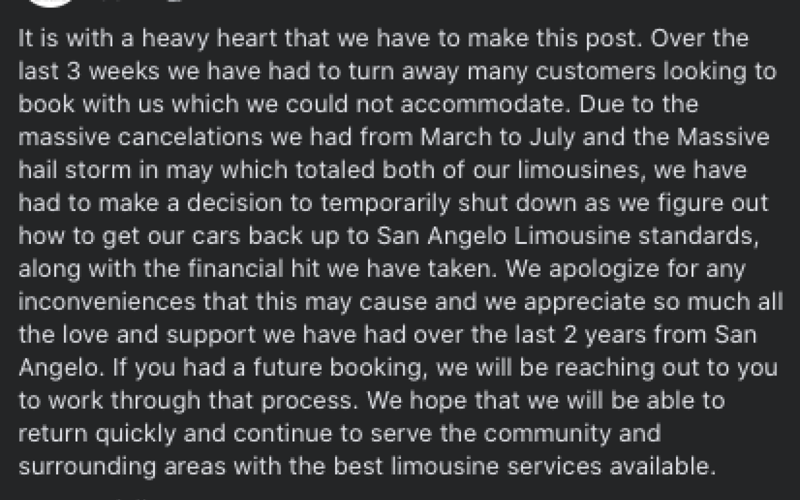 SA Limo FB Post (SA Limo FB)