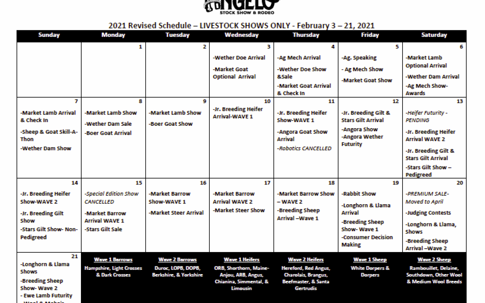 San Angelo Live Stock Show Schedule