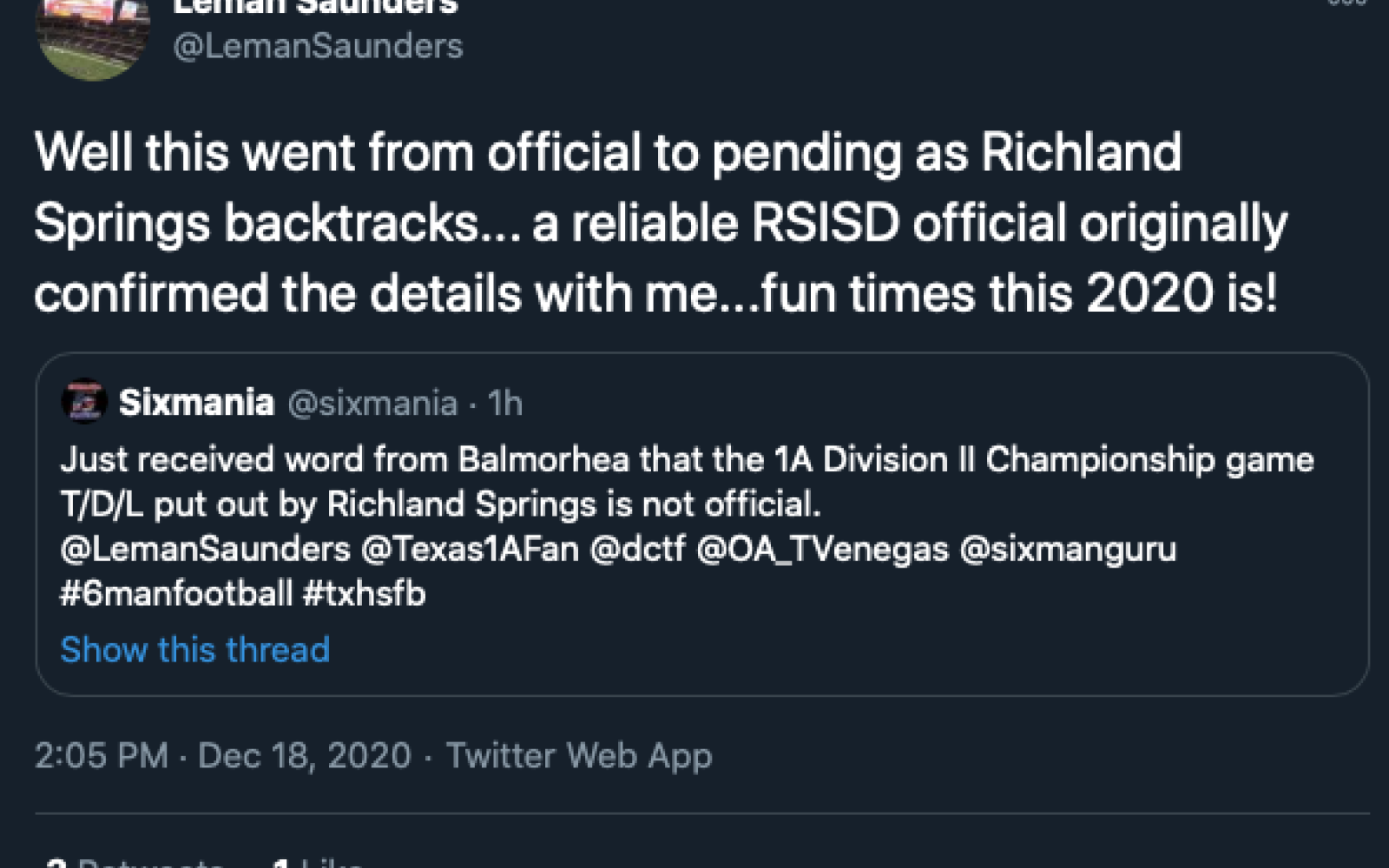 Lemon Saunder Second Tweet