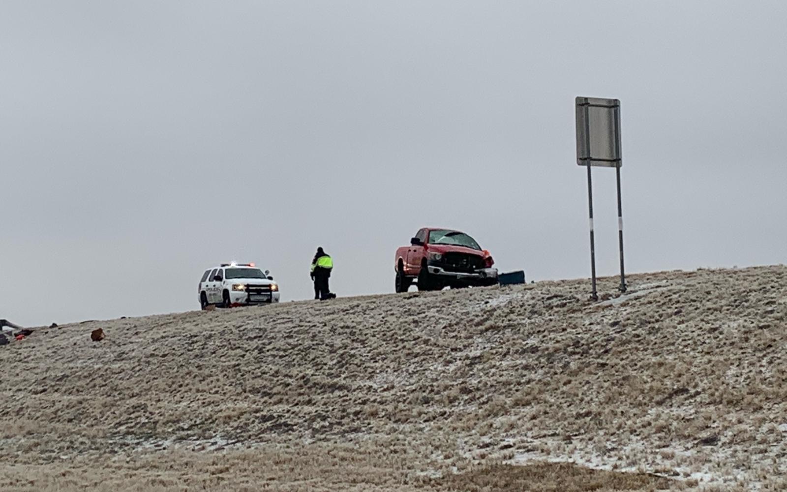 Roll-over Crash on US-87 South.  (LIVE! Photo/Matt Trammell)