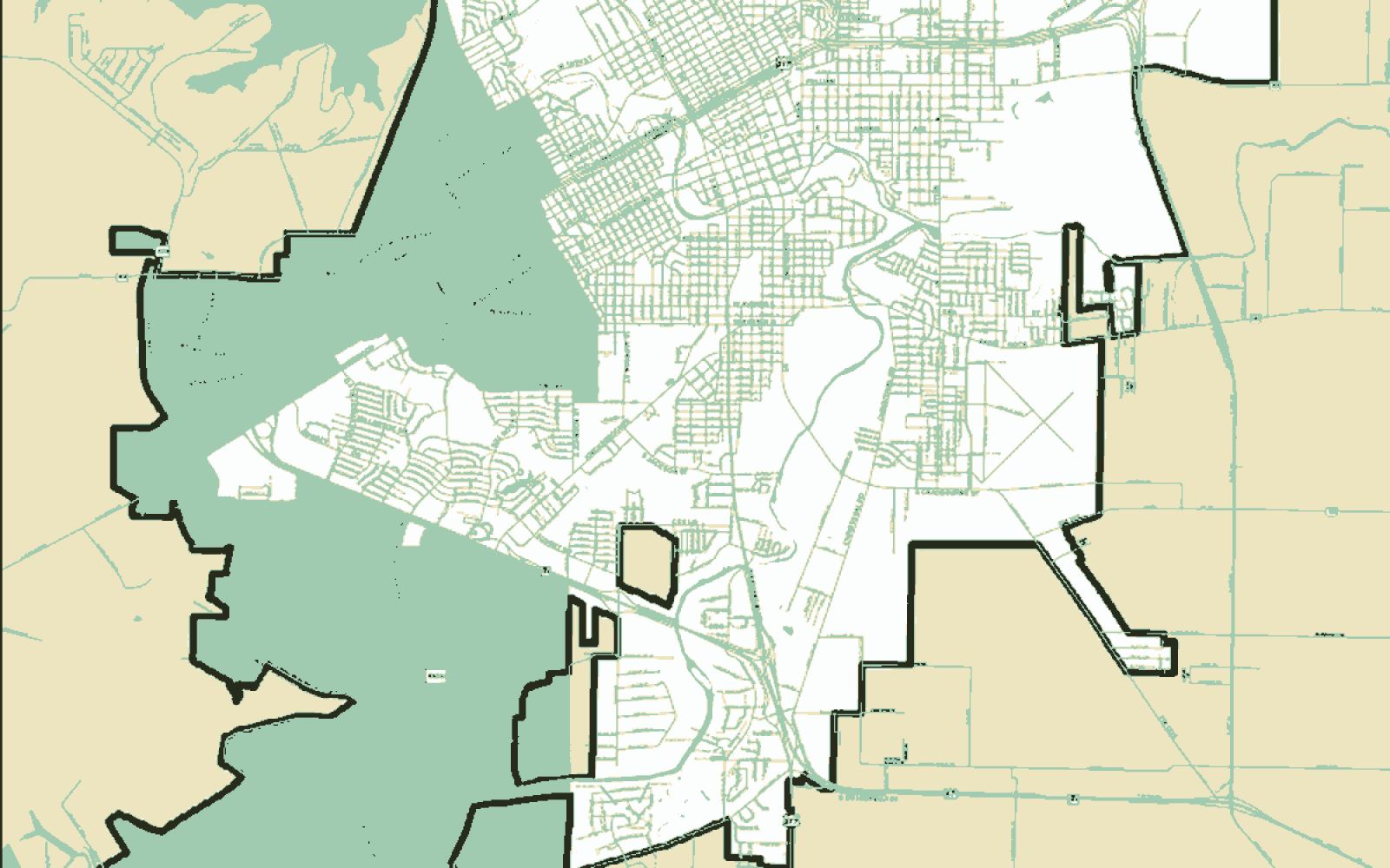 Areas in the green area are cleared for use of water