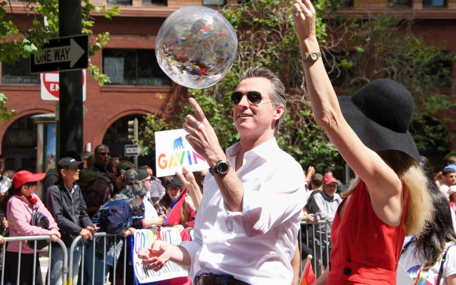California Governor Gavin Newsom in a 2019 Gay Pride Parade in San Francisco