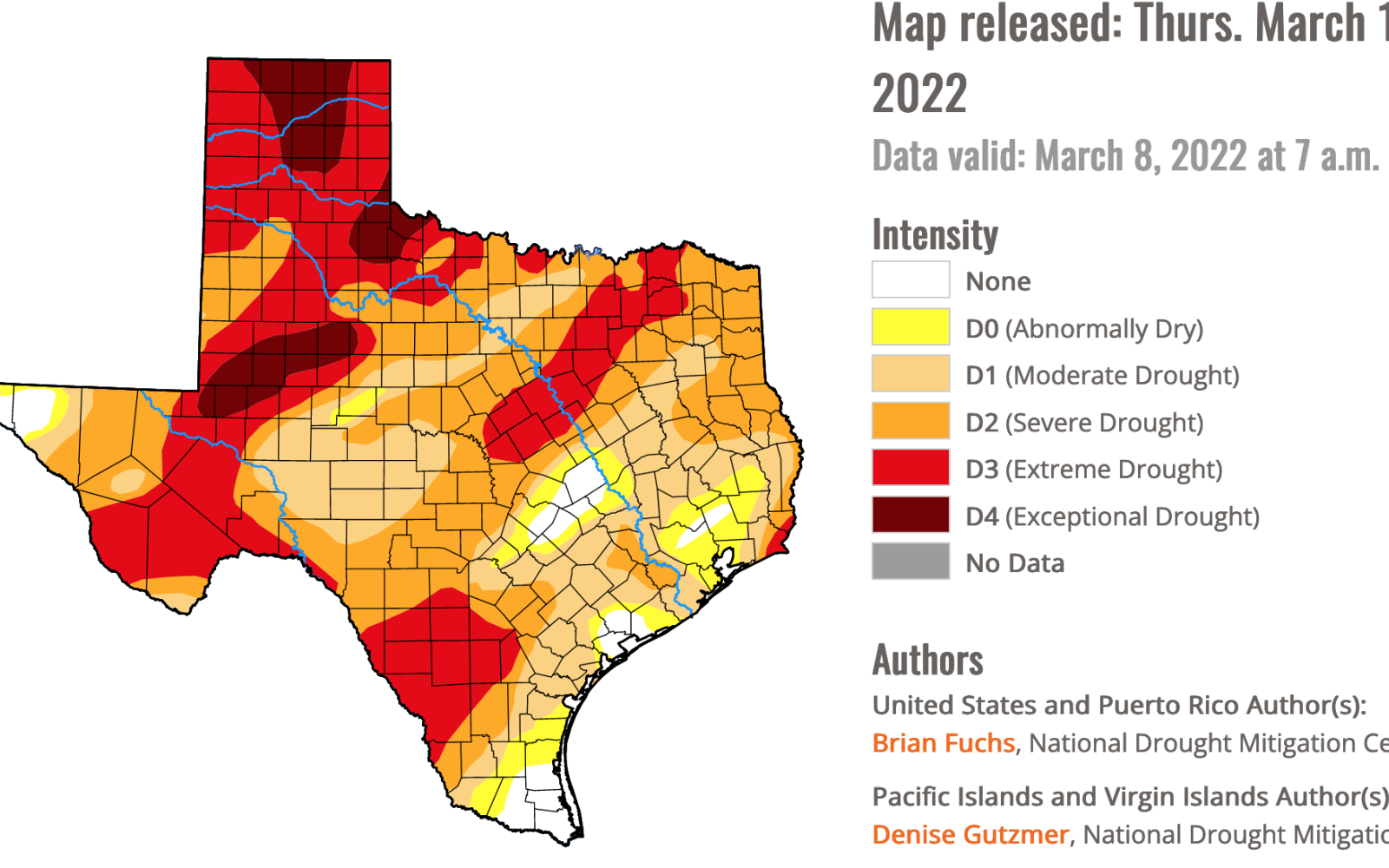 March 2022 Texas Drought Monitor (Contributed/NWS)