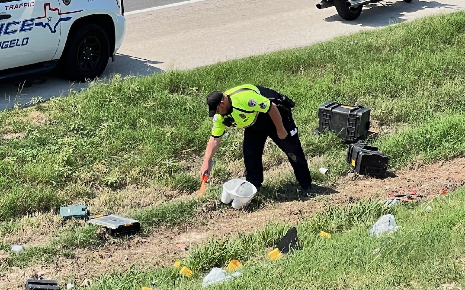The debris from the noontime crash in San Angelo on Sept. 14, 2022