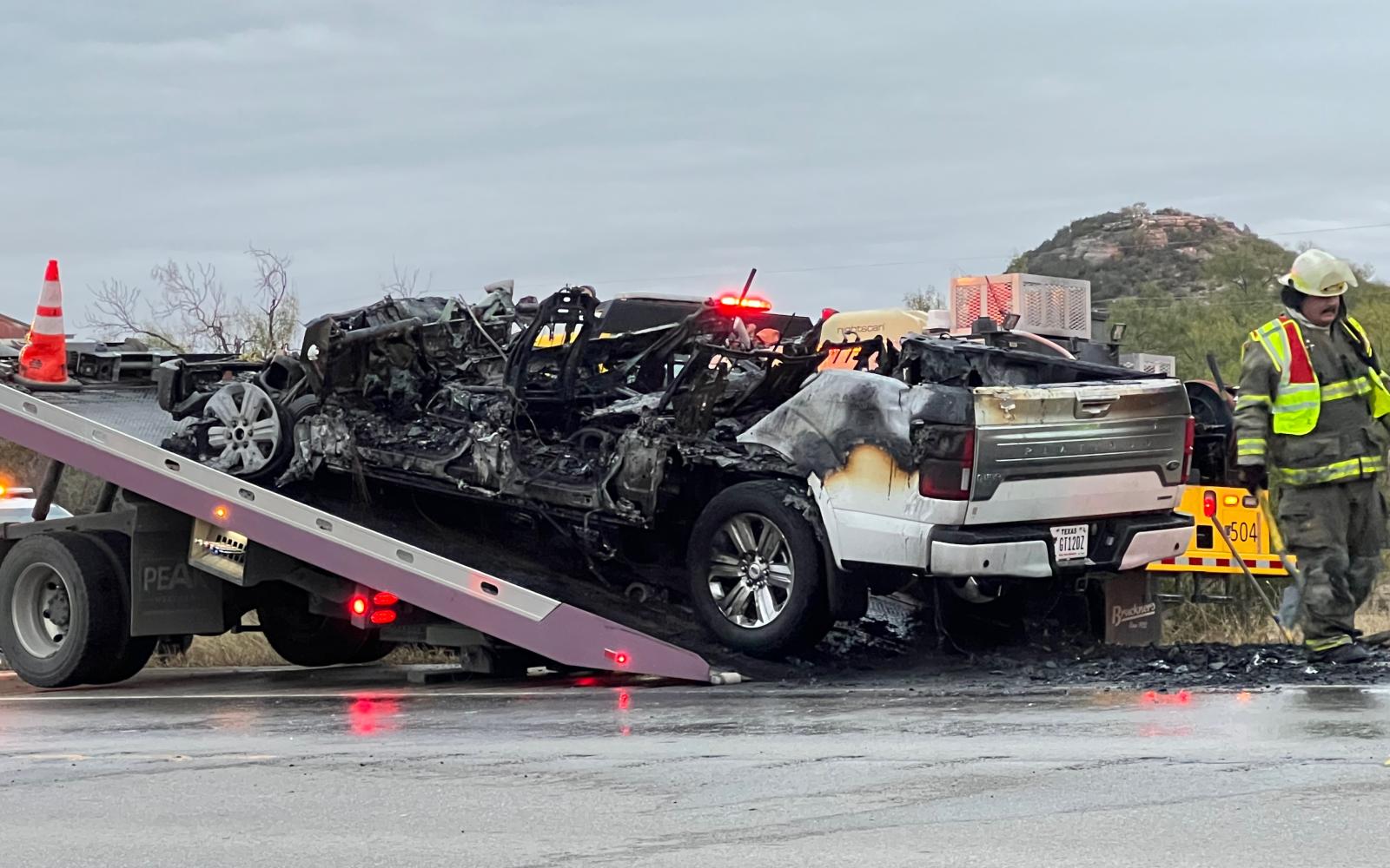 Truck Fire on Mertzon Highway All Clear