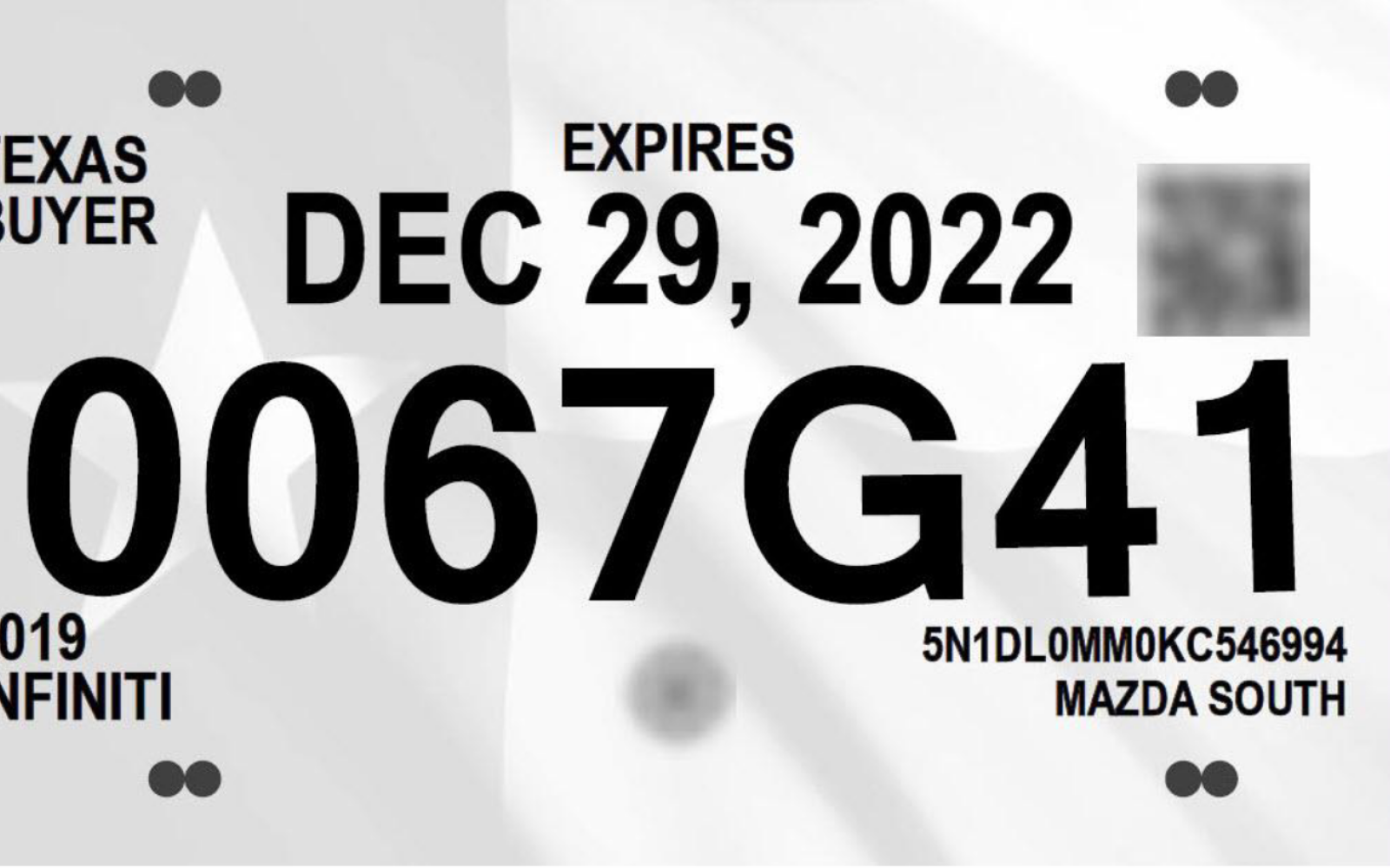 New Texas Temporary Tags 2022 (Courtesy/TxDMV)