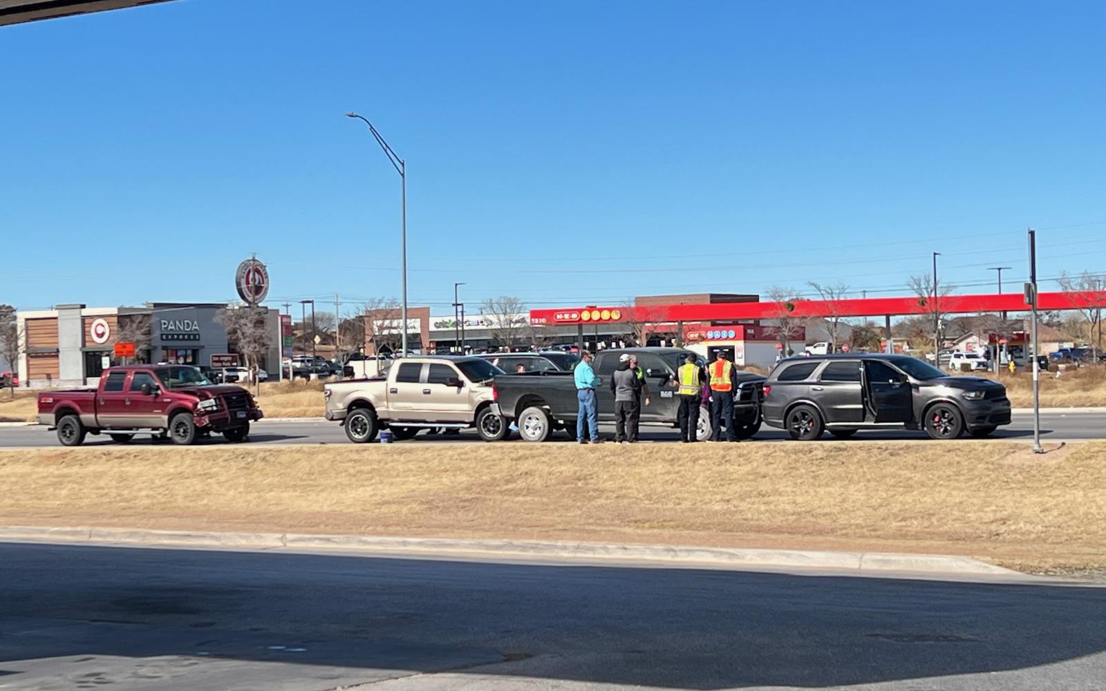 3 Large Pickups Ram the Rear of a Dodge Durango and Snarl Traffic
