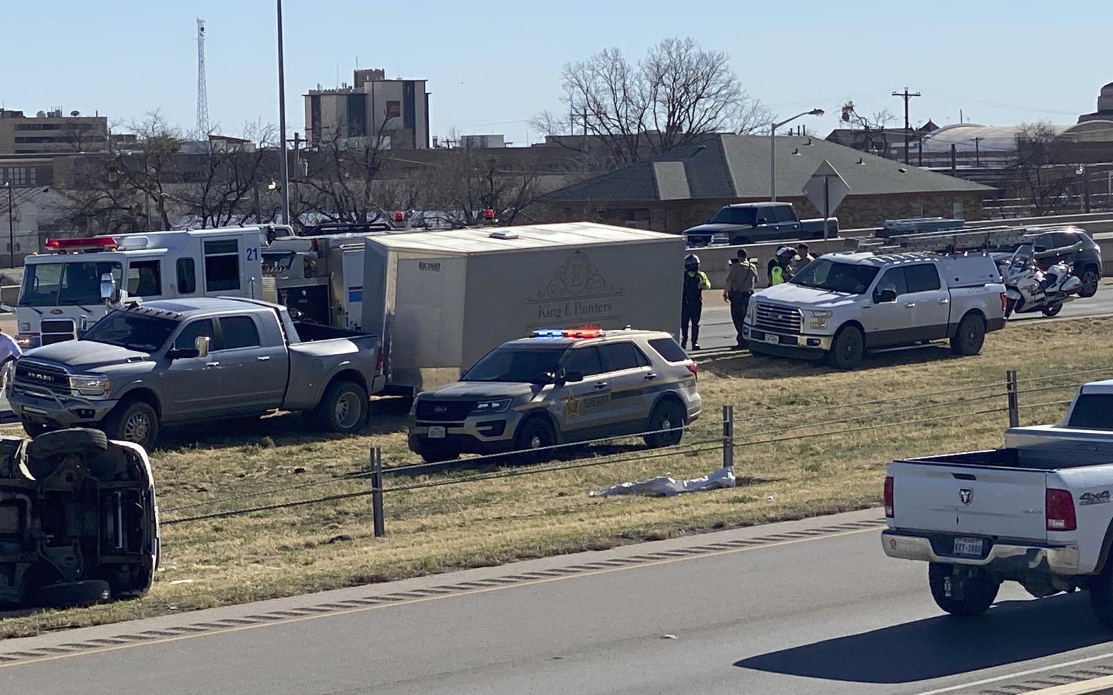 Rollover Crash of Old Pickup Shuts Down the Houston-Harte Expressway on Feb. 27, 2023