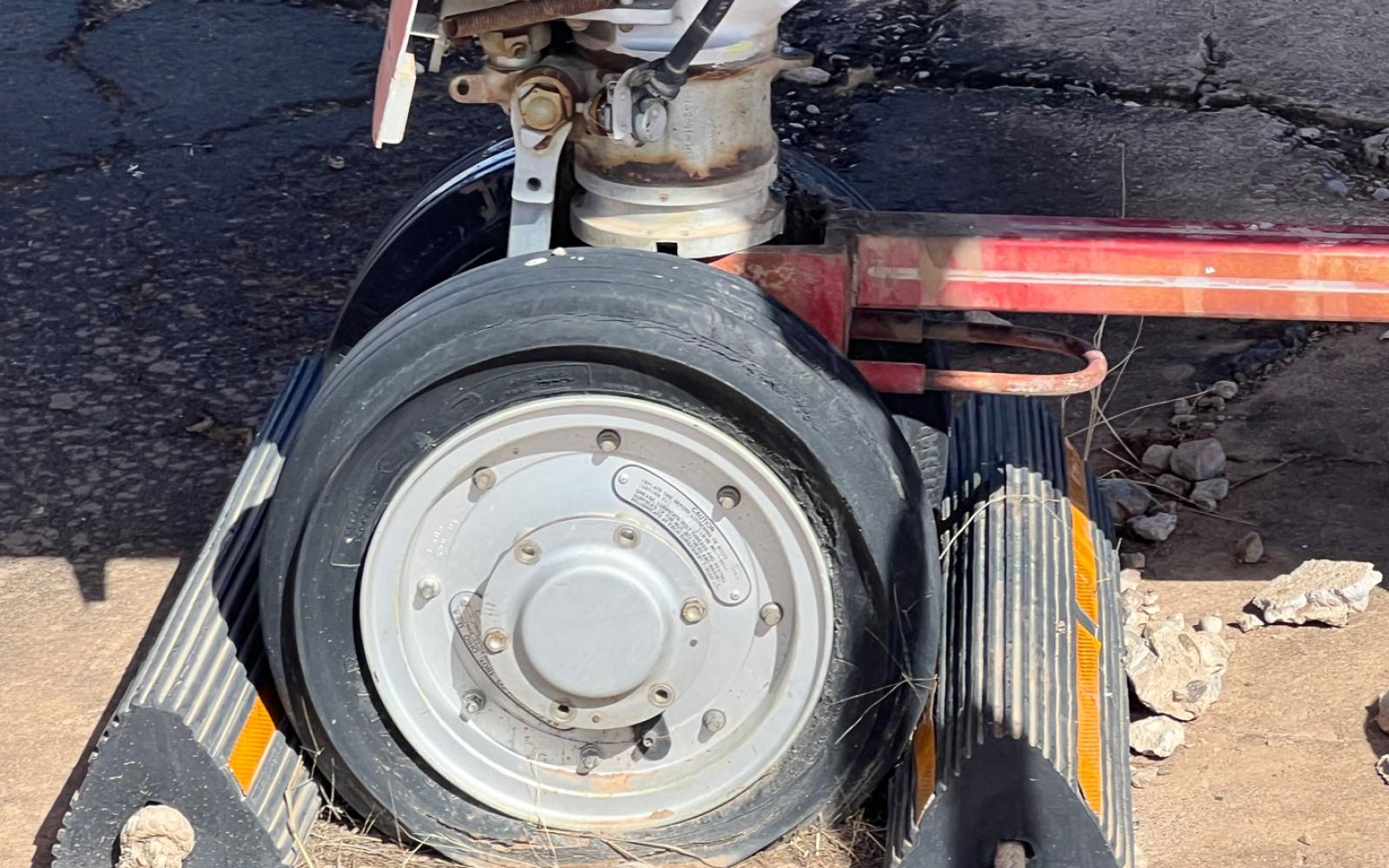 Having not being flown for four decades put a particular stress on the 40-year-old tires of Elvis Presley's former jet.