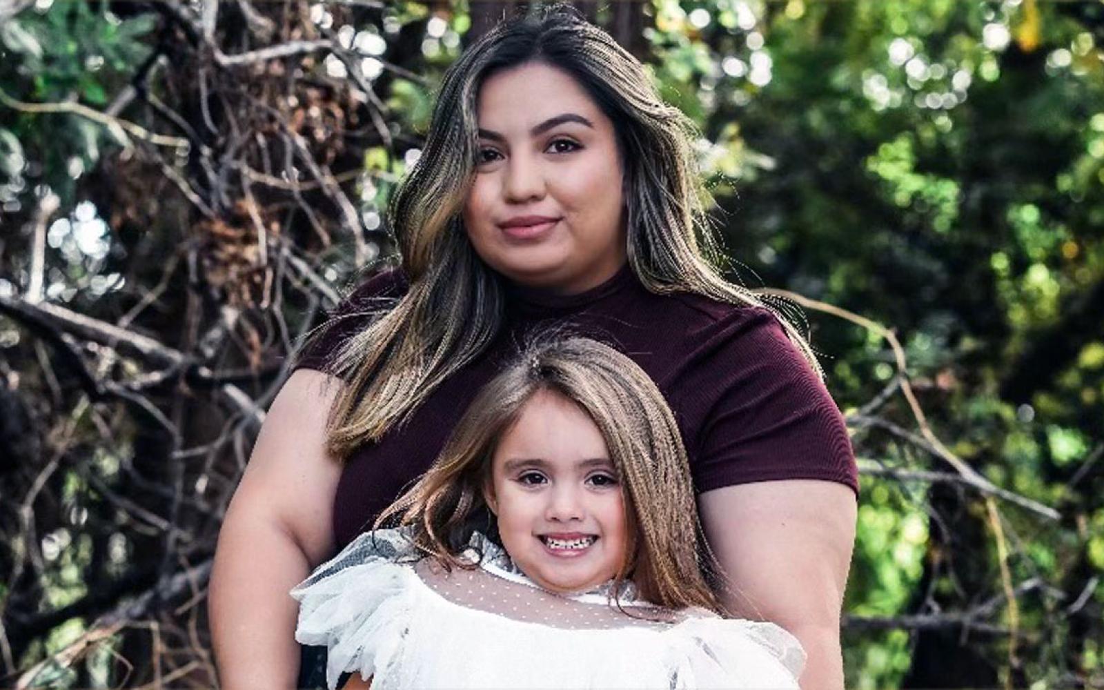 Elisa and her 7-year-old daughter Emilia. Emilia and Elisa's mother were killed when a coyote fleeing authorities crashed into the mother's truck during a high speed chase.