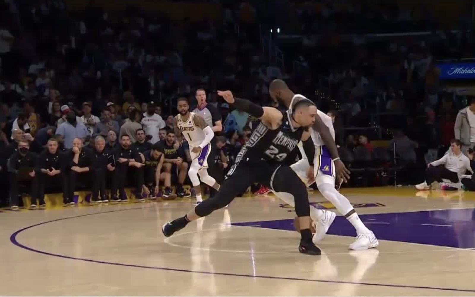 Dillon Brooks Hits Lebron James in the Groin