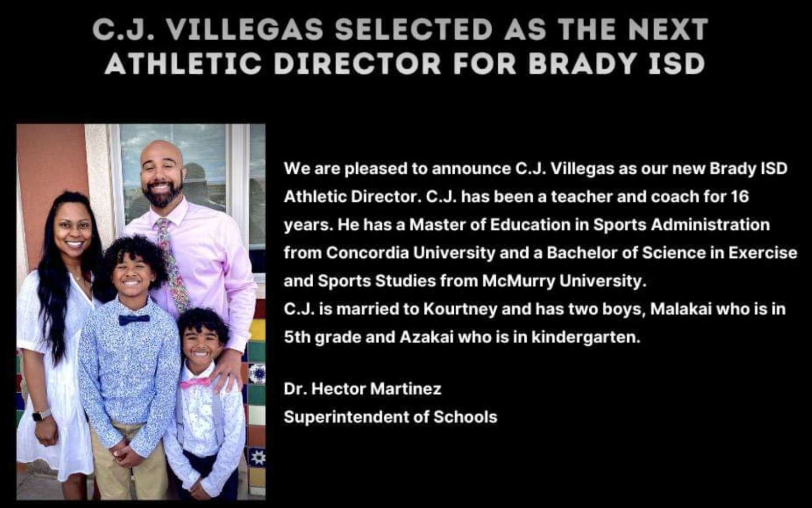 C.J. Villegas and his Family