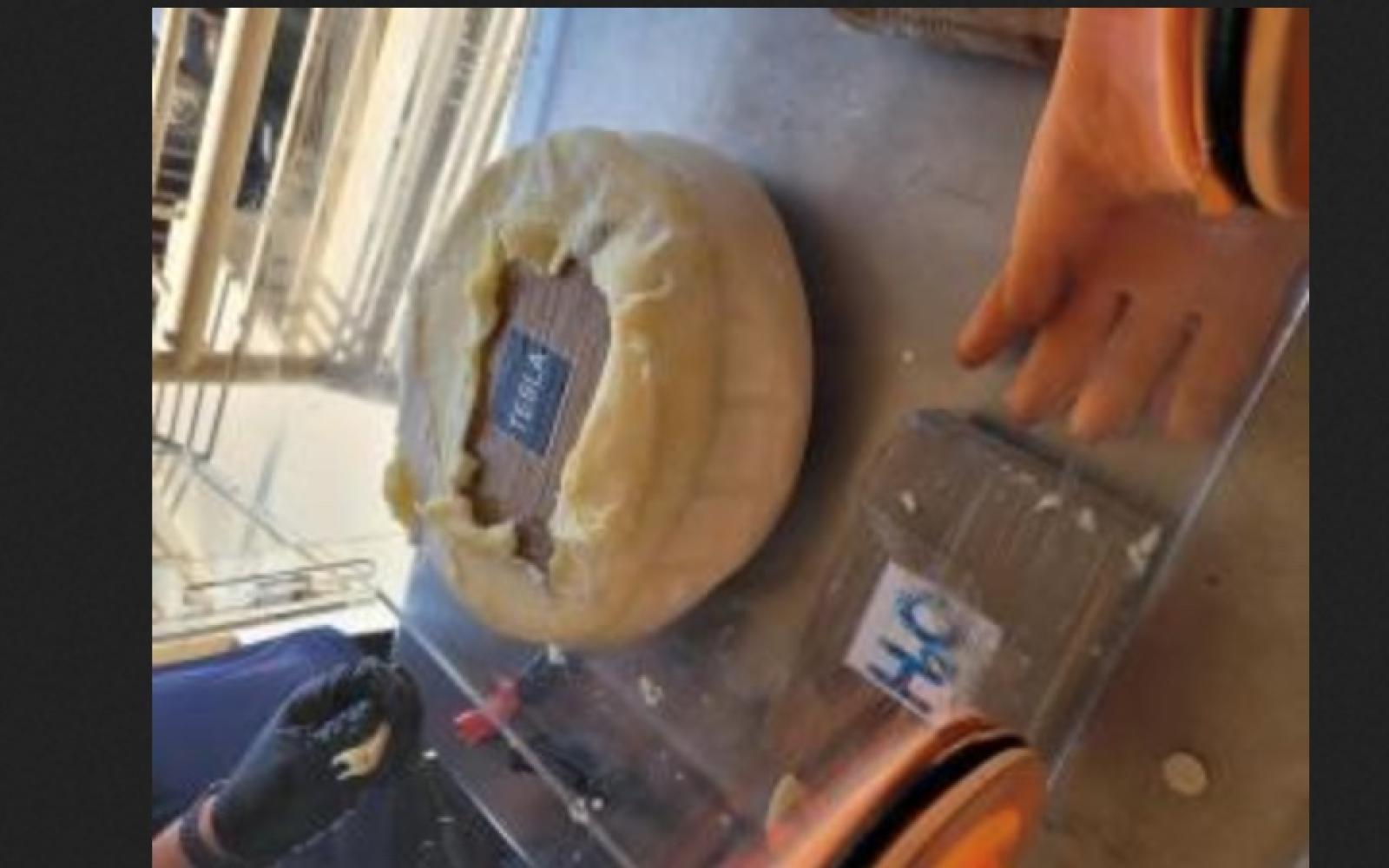 Cocaine Filled Cheese Wheel (Courtesy/CBP)