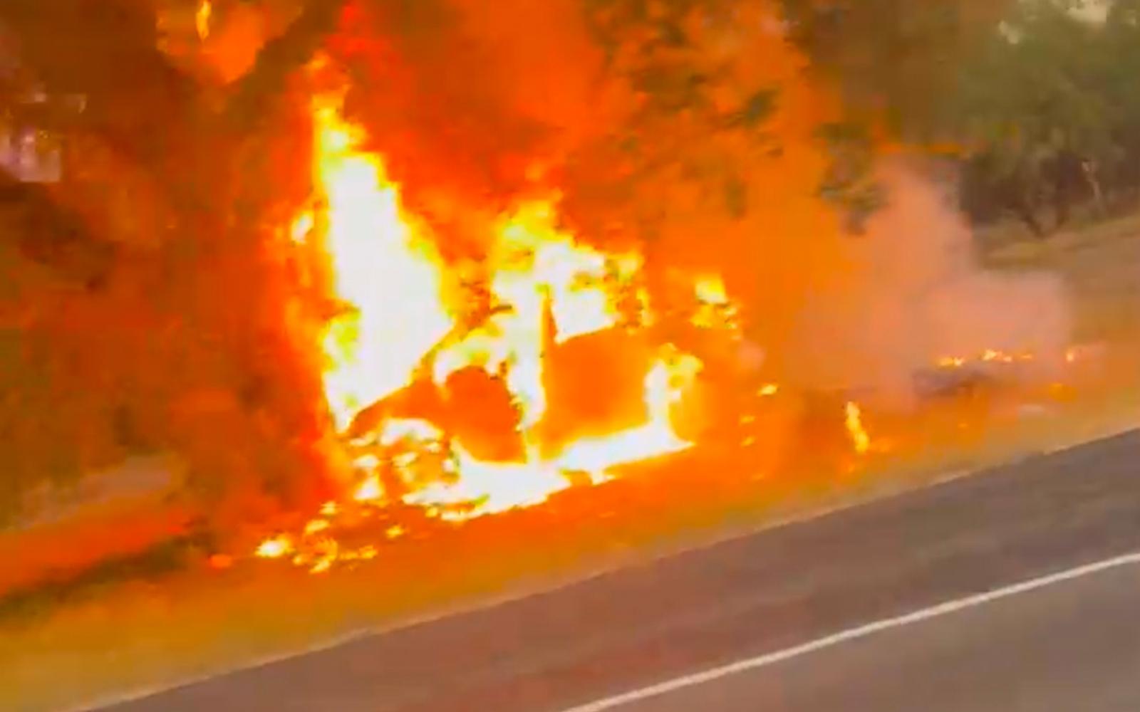 A fiery crash into a tree on Oct. 19, 2023