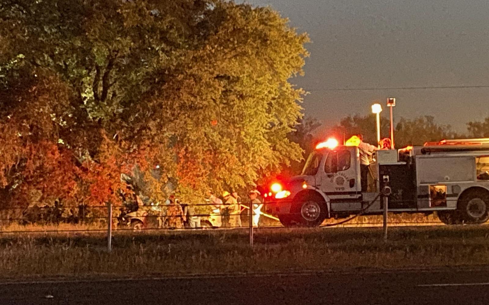 A fiery crash into a tree on Oct. 19, 2023