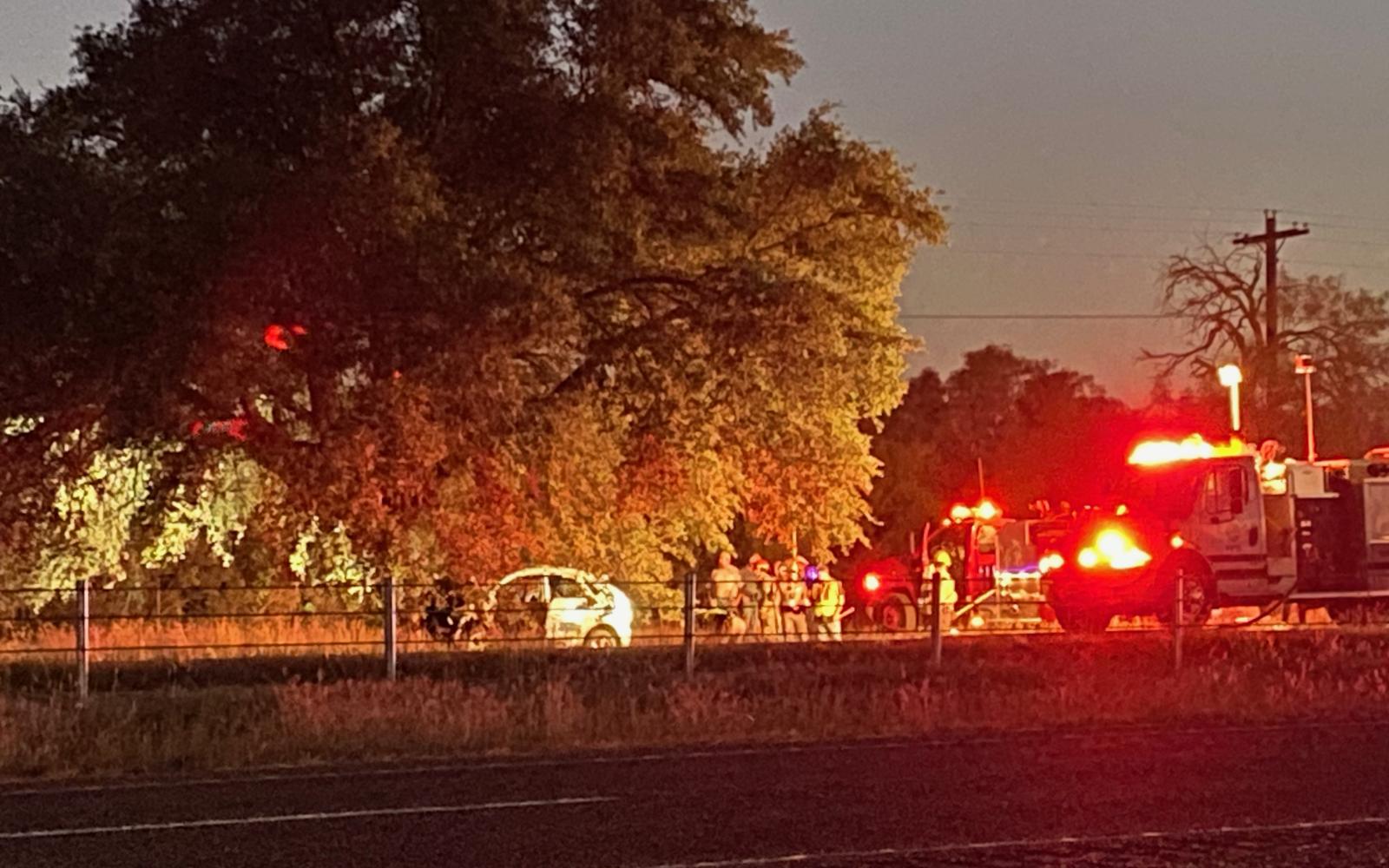 A fiery crash into a tree on Oct. 19, 2023