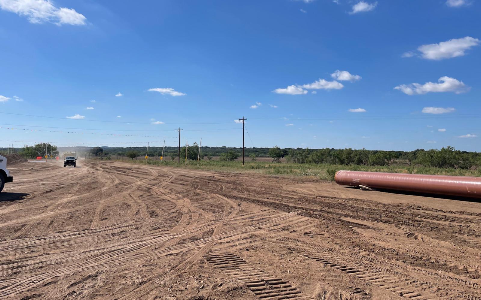 A colossal 42-inch pipeline, known as the Matterhorn Express, is currently under construction in southern Tom Green County, as seen on Oct. 20, 2023 near Guinn Road south of Knickerbocker.