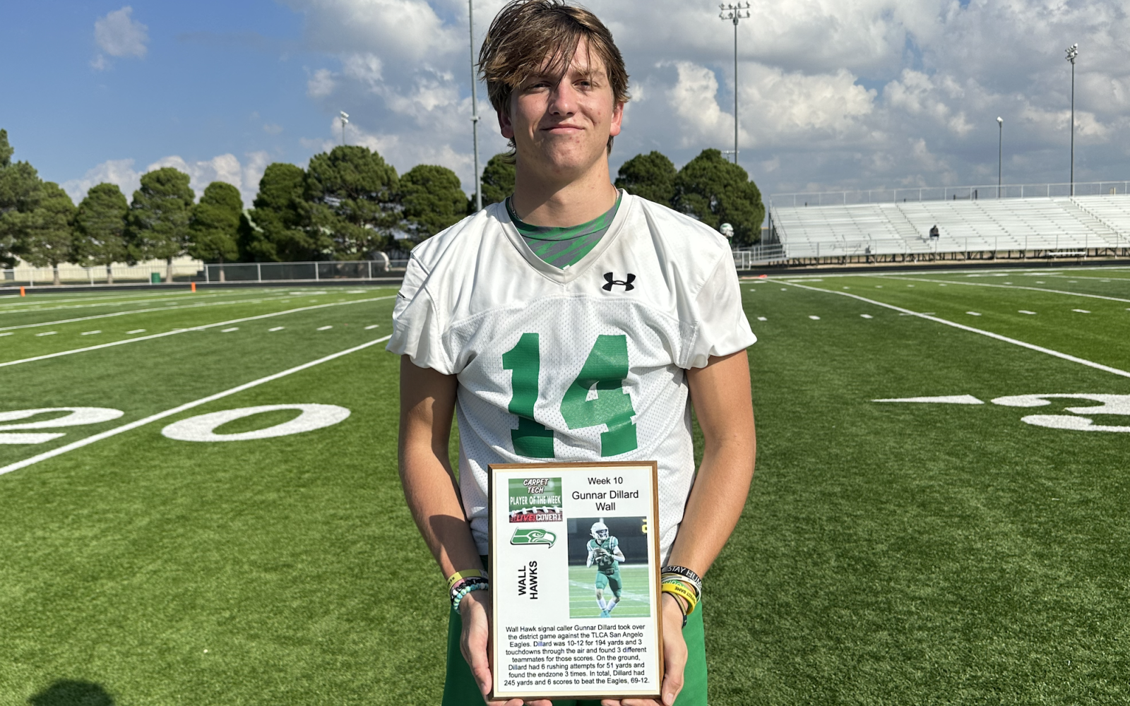 Carpet Tech's COVER1 Week 10 Player of the Week: Wall Hawks Gunnar Dillard