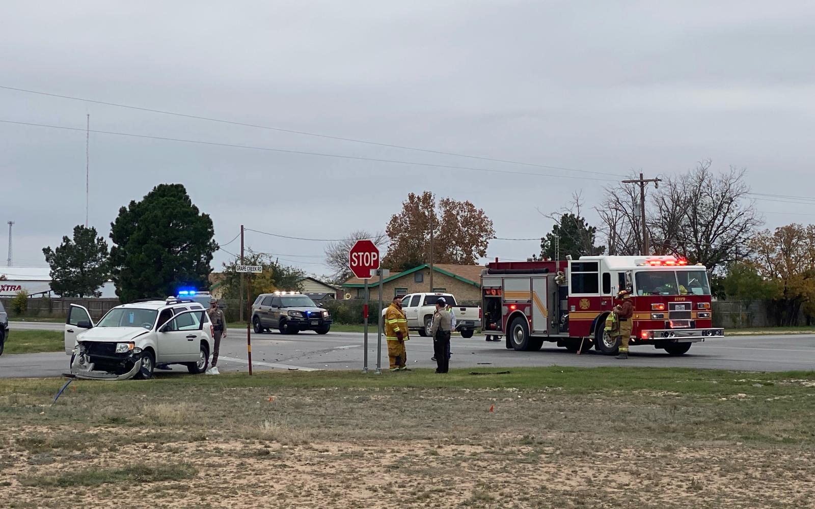Crash at Grape Creek Road and FM 2105 Intersection on Nov. 25, 2023.