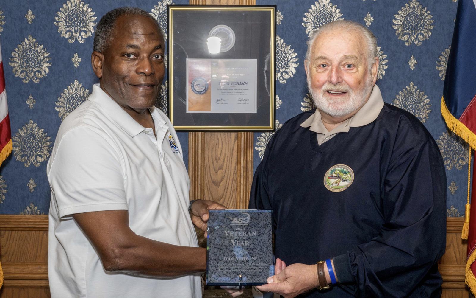(L-R) ASU President Ronnie Hawkins Jr. and CMSgt (ret.) Tom Nurre Sr