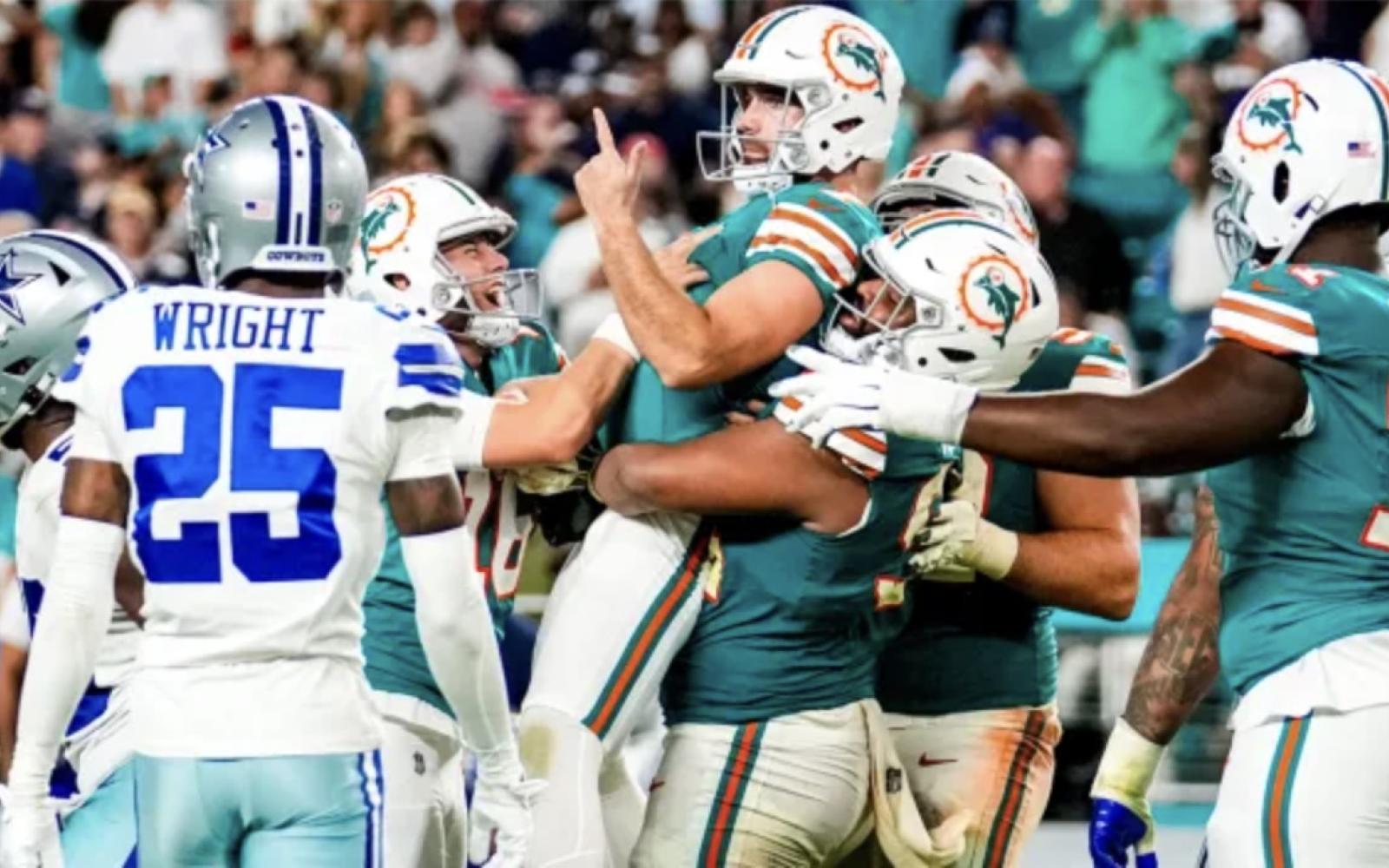 Dallas loses on a late field goal versus the Dolphins in Miami