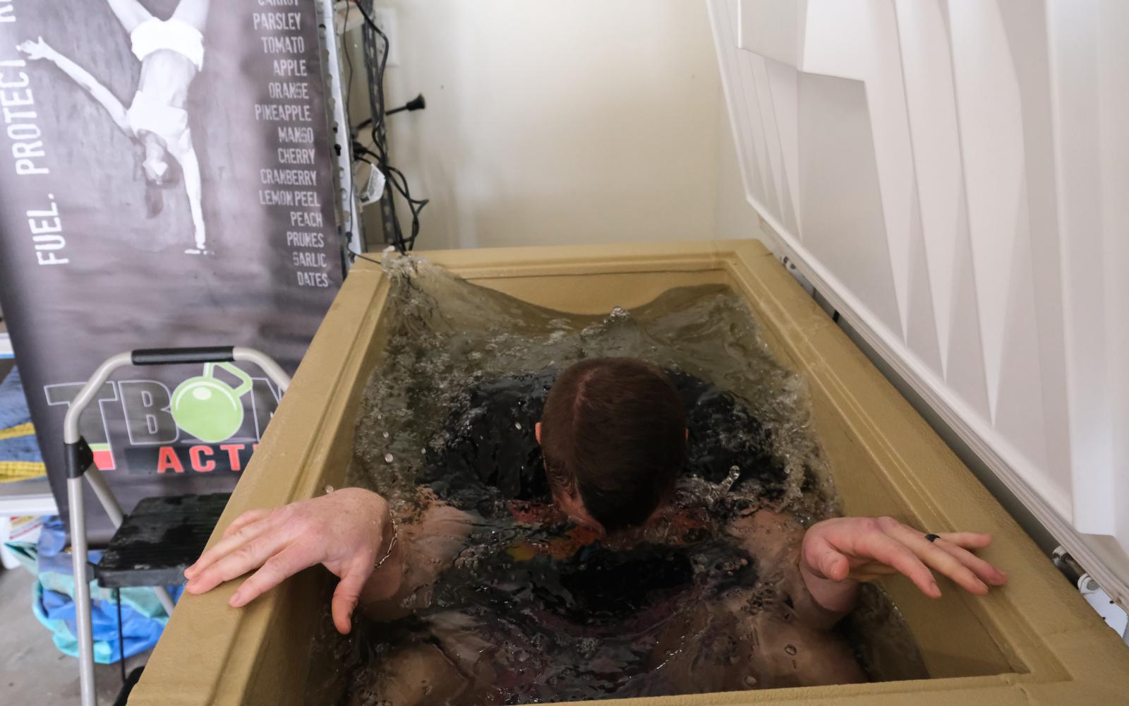 Tyler Fully Submerged During Cold Plunge