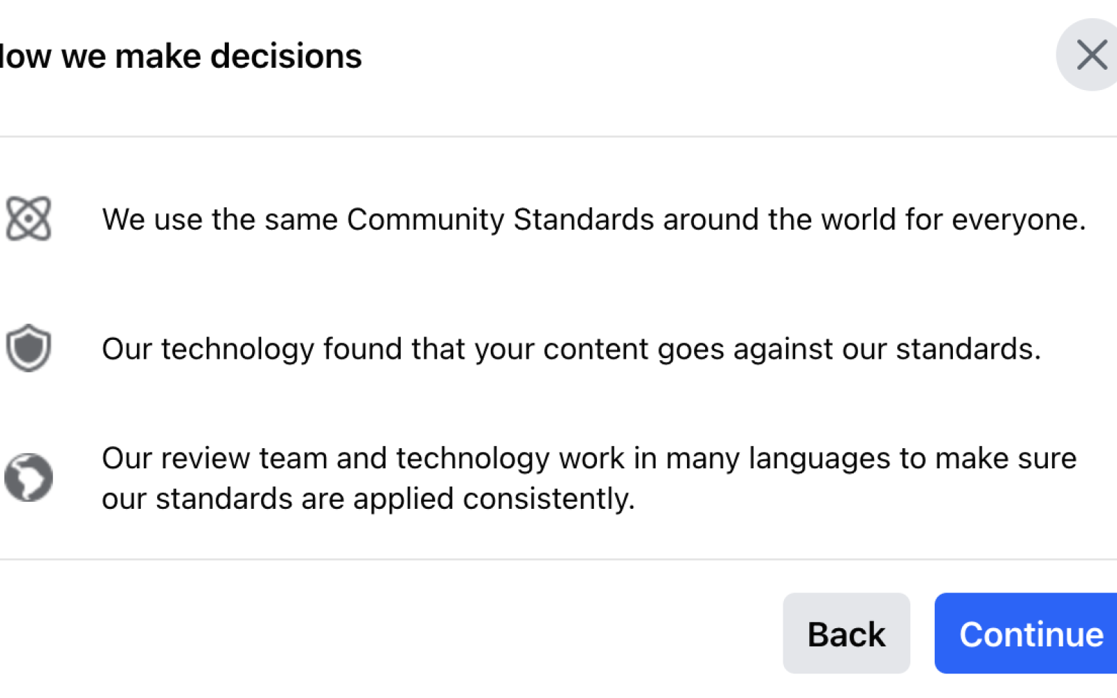 Facebook Regulation Notification