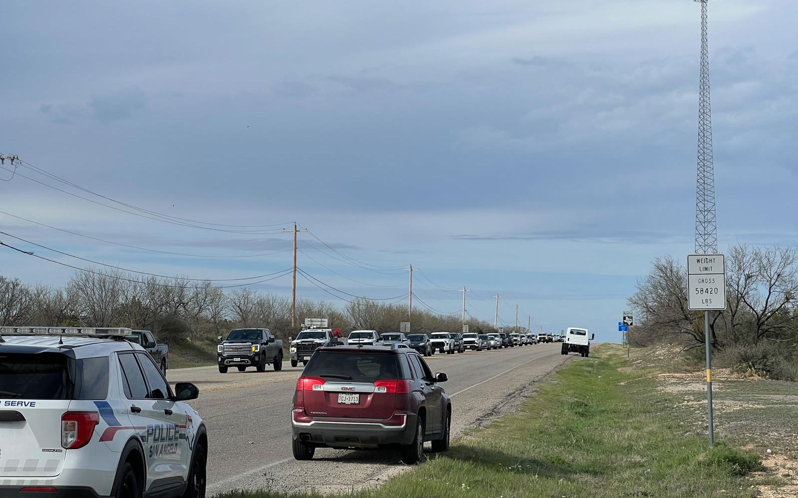 Traffic is backed up for a mile or more