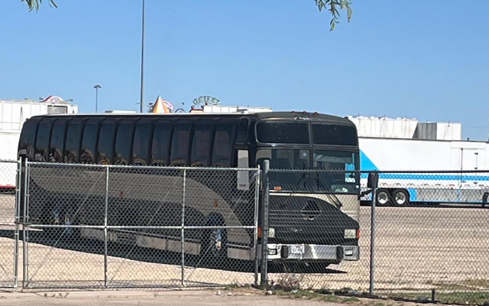 Police Chief Frank Carter photographed the mysterious bus at the San Angelo Fairgrounds on Thursday, over 24 hours since citizens sounded alarms about "illegals" stepping off the bus at the old H-E-B.