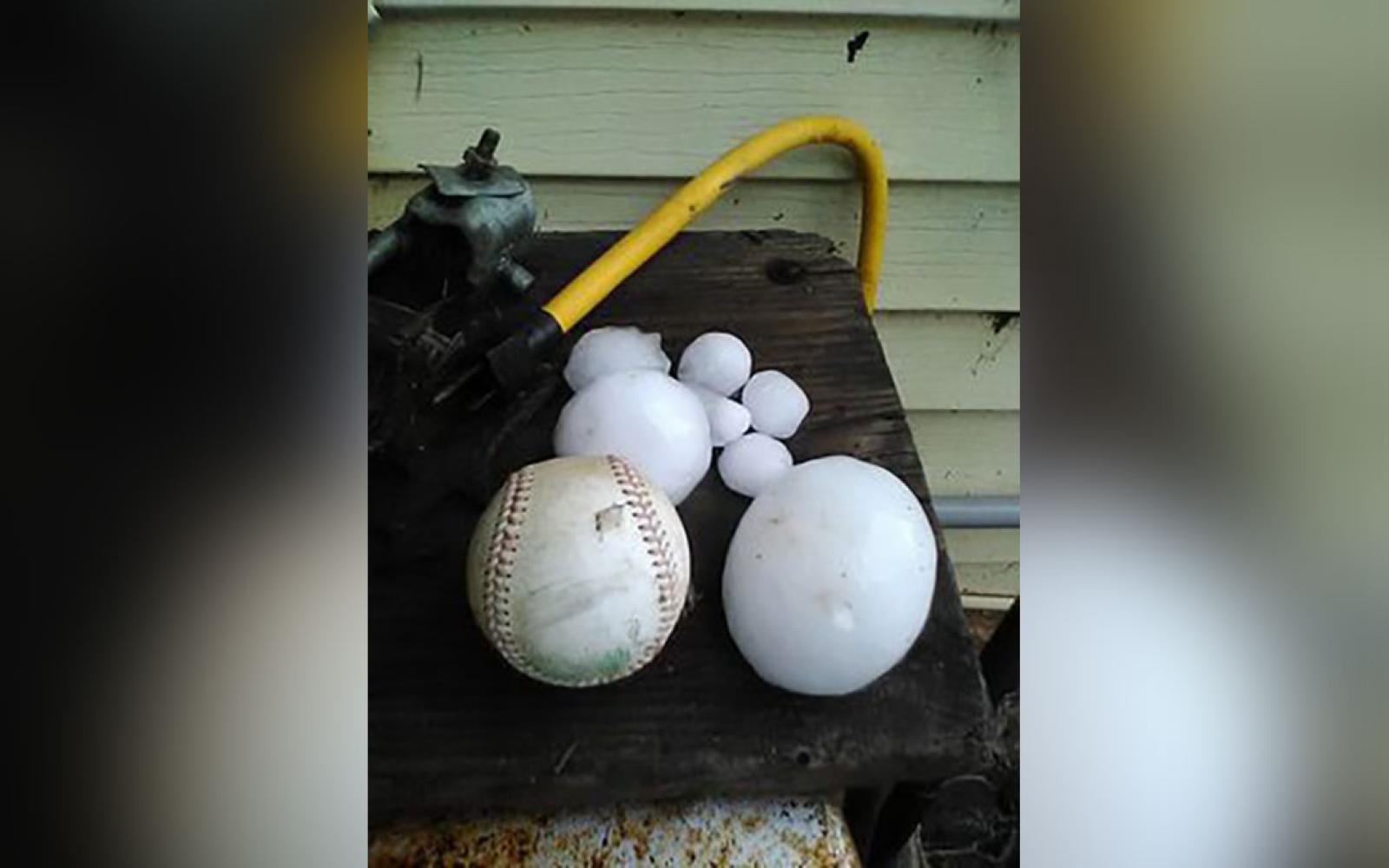 Kaylee Scott sent these photos of hail from Thursday ight on Elm Street in Ballinger.