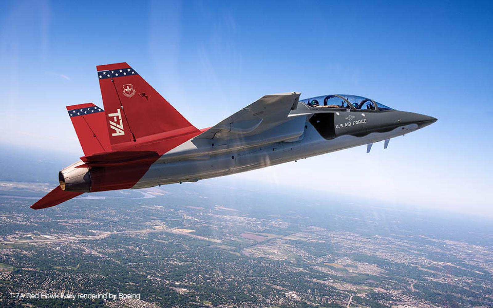 The T-7A Red Hawk in flight