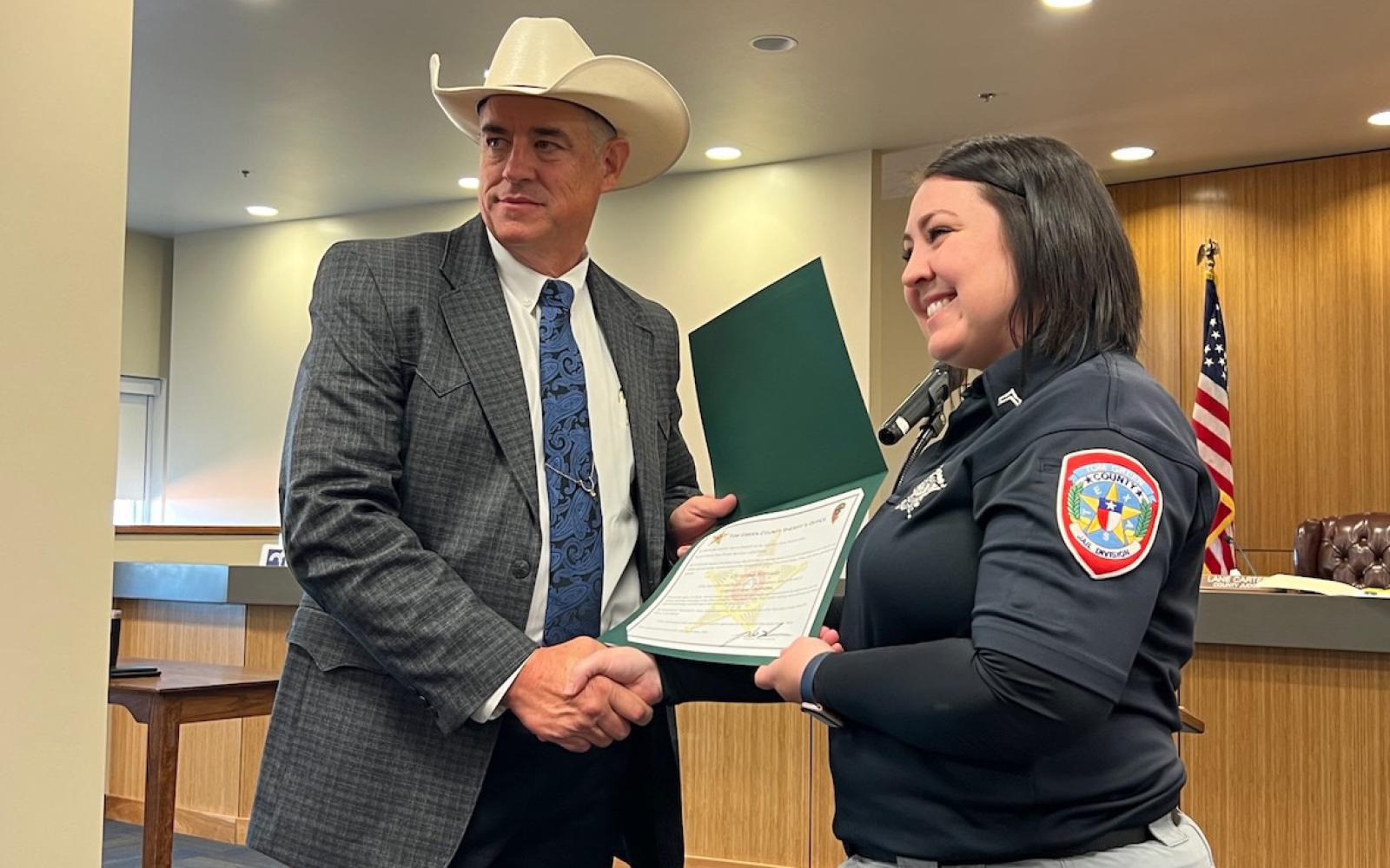 Newly promoted Jail Corporal Christina Hervada was recognized at the June 24, 2024 ceremony.