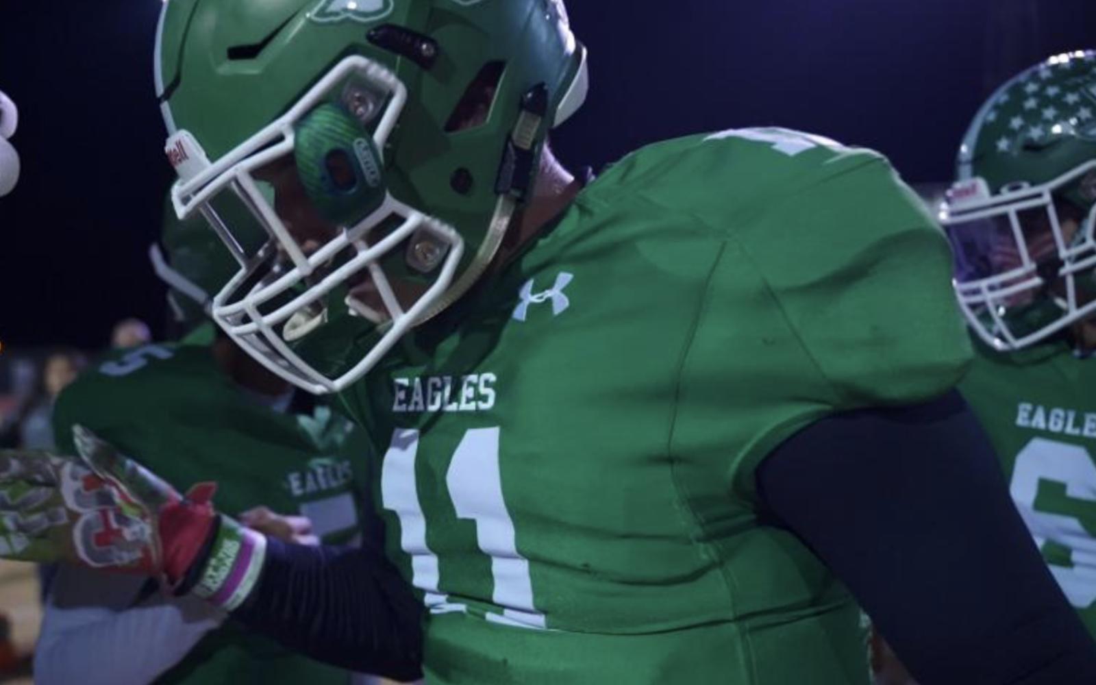 The Eldorado Eagles take the field before a game in 2019.