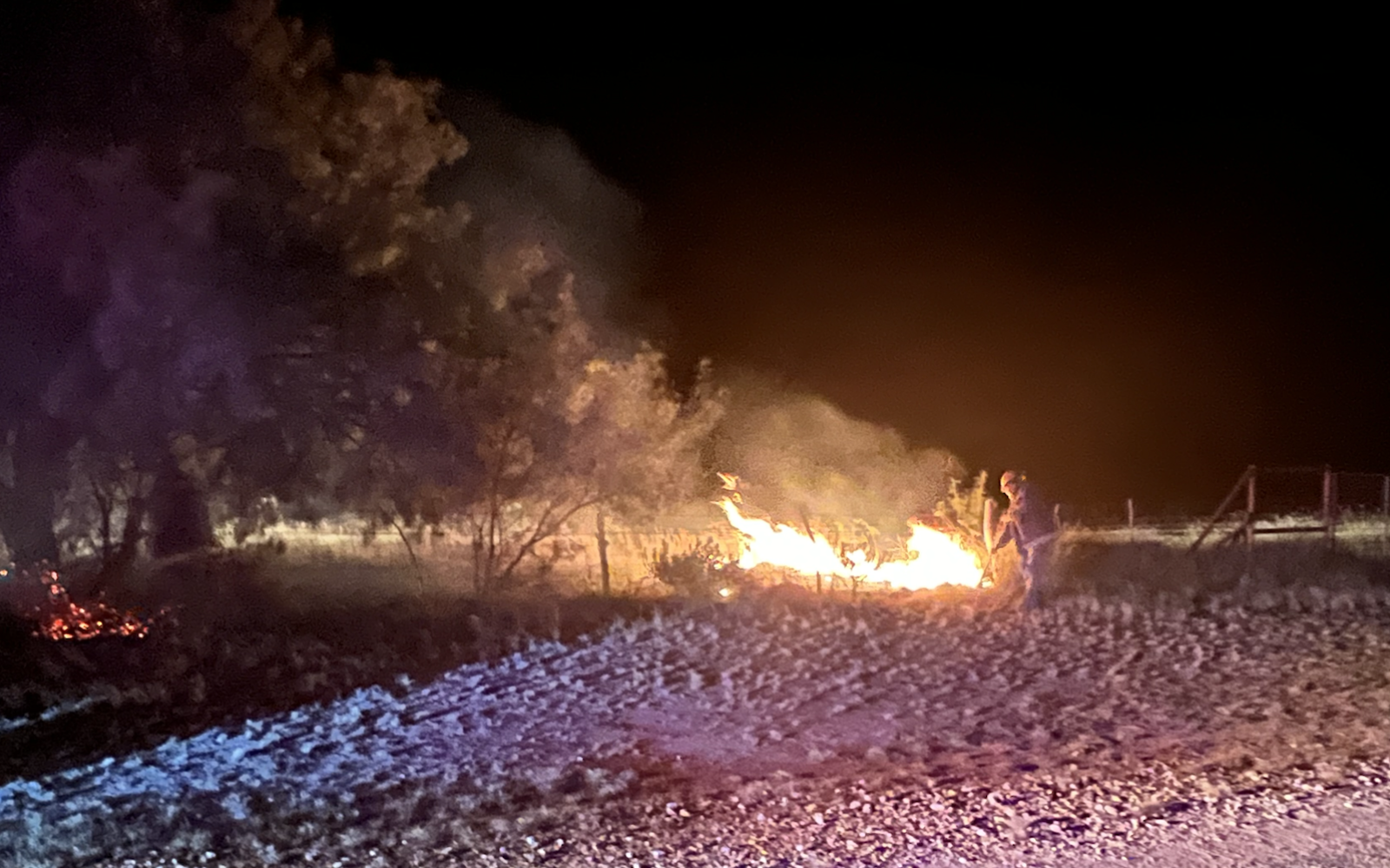 A small grass fire that started from fireworks fired from Foster Park on July 4, 2024.