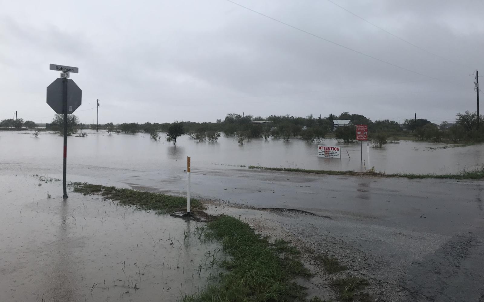 This is the entrance to Miles High School, which canceled classes Tuesday, Sept. 3, 2024, due to flooding in the area.