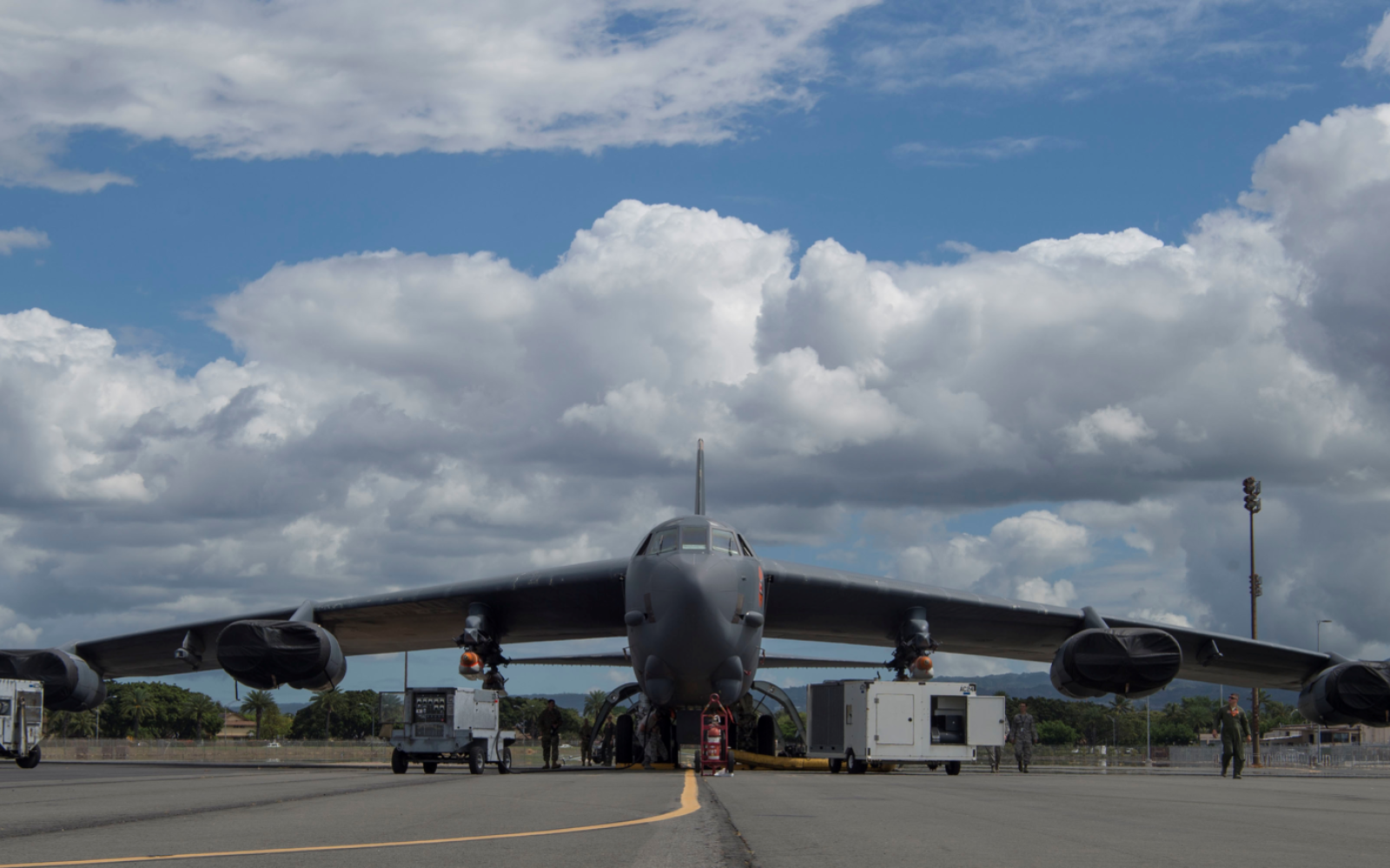 B-52H Stratofortress, 49th Test and Evaluation Squadron carrying Quickstrike-ER (QS-ER) Naval Mines pictured at Joint Base Pearl Harbor-Hickam, Hawaii, 28 May 2019.