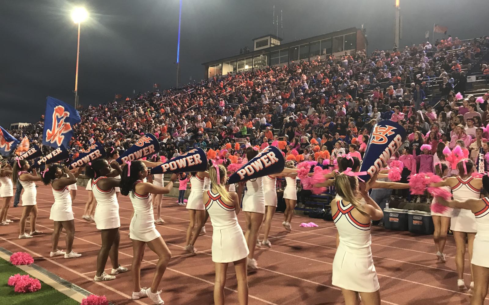 Central's cheerleaders yell with their home fans during a game against Odessa Permian on Friday, Oct. 18, 2024, at San Angelo Stadium.