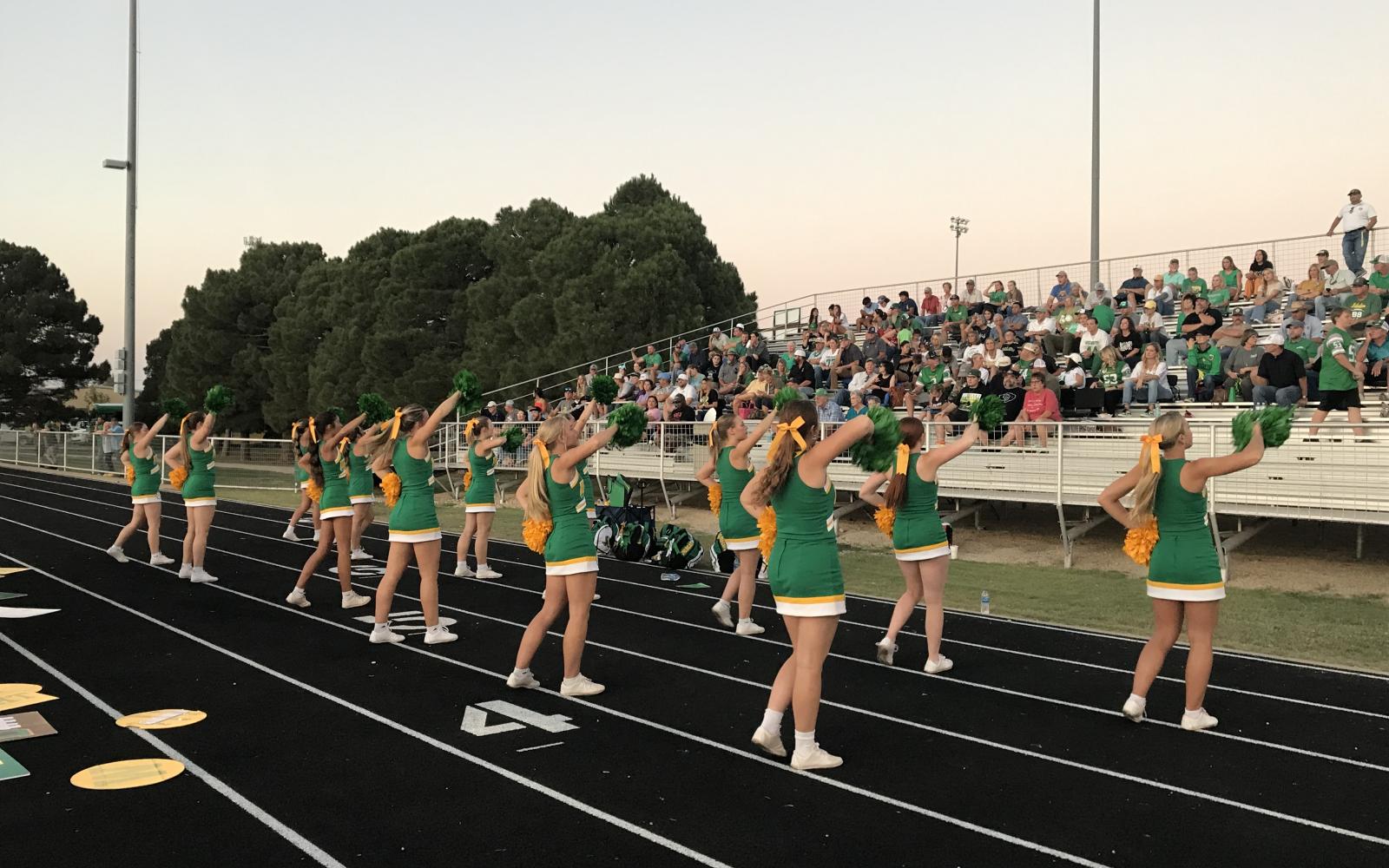 Idalou's cheerleaders perform in front of their fans during their game in Wall on Friday, Oct. 4, 2024.