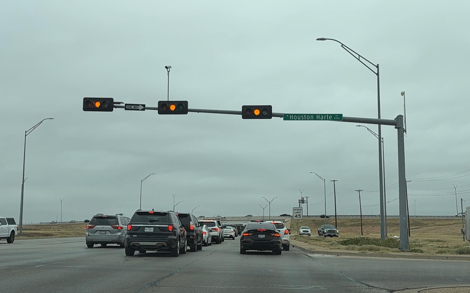 A crash at the intersection of Houston Harte and Sherwood Way halted traffic