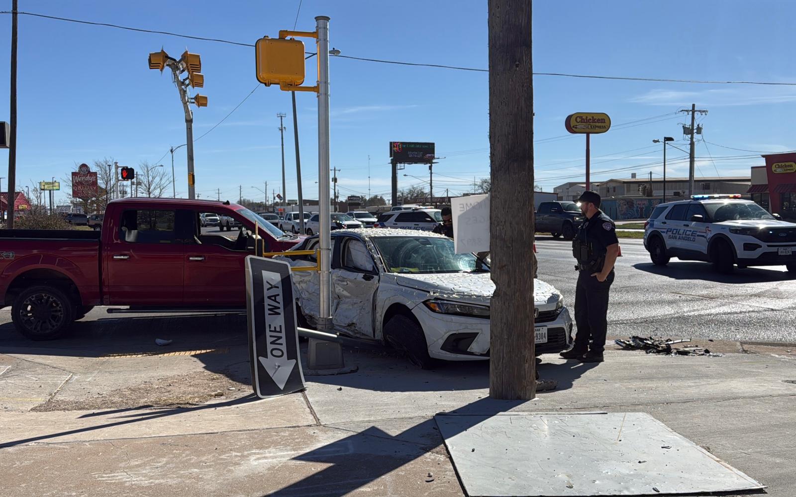 A three-vehicle crash is backing up traffic Friday at the intersection of Bryant Boulevard and 29th Street.
