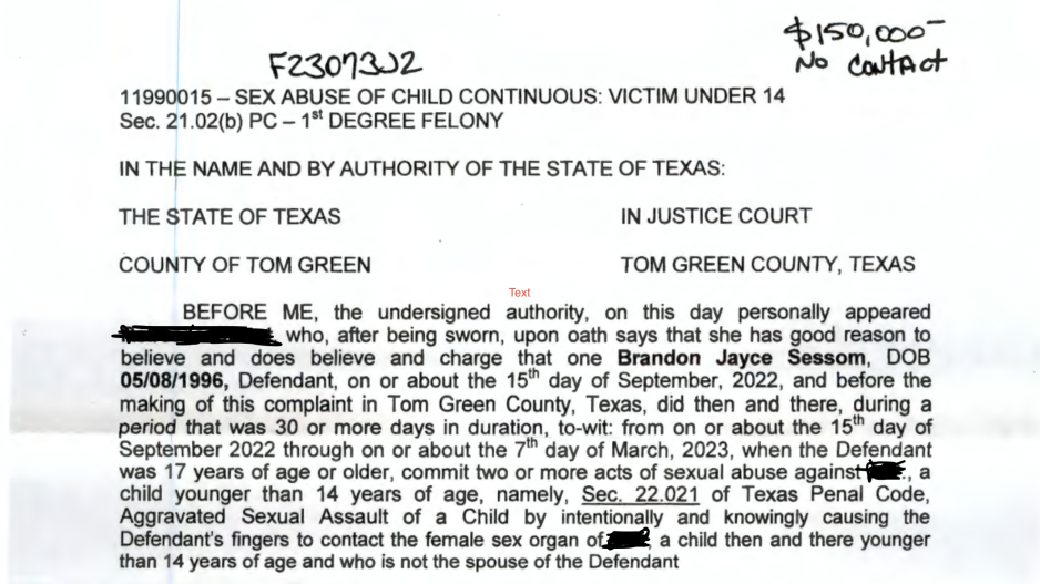 Brandon Sessom Arrest Affidavit Brandon Sessom Arrest Affidavit