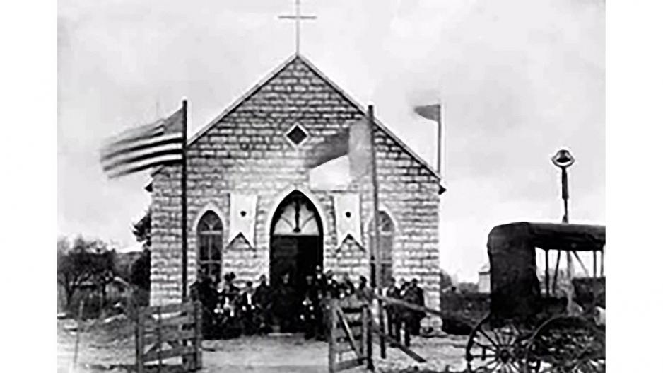The front of the church in 1910s. The front of the church in 1910s.