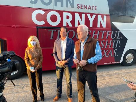 Senator Cornyn, Col. Pfluger, Mayor Gunter.  (LIVE! photo/Yantis Green)