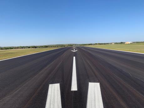 Looking south on runway 18 at San Angelo's Mathis Field after sealcoating project was nearly completed on Oct. 15, 2020. (Contributed/Jeremy Valgardson)