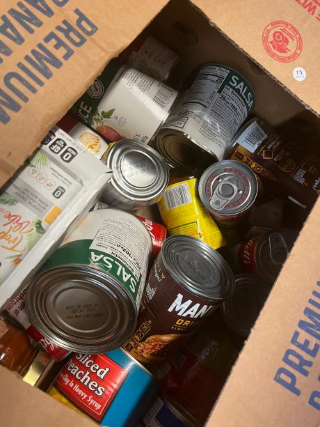 Three sororities and four fraternities sent volunteers from all classes — freshmen through seniors — to help the food bank for three hours on a Thursday evening.