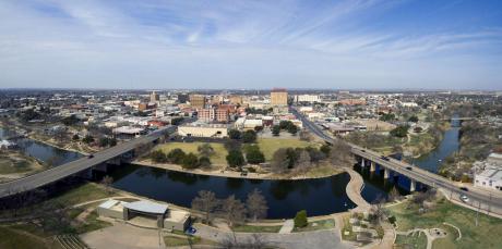 San Angelo, Texas downtown from a drone
