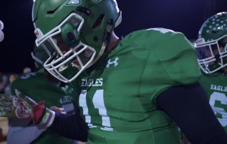 The Eldorado Eagles take the field before a game in 2019.