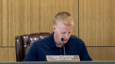 Tom Green County Judge Lane Carter proposes a tax hike at the Aug. 13, 2024 meeting of the county commissioners' court.