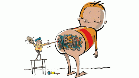 An illustration in "I Need a New Butt!" by Dawn McMillan