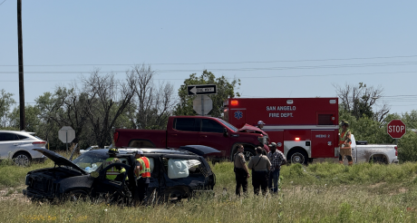 A two-vehicle crash on U.S. Highway 87 just north of San Angelo on Friday sent one person to the hospital.